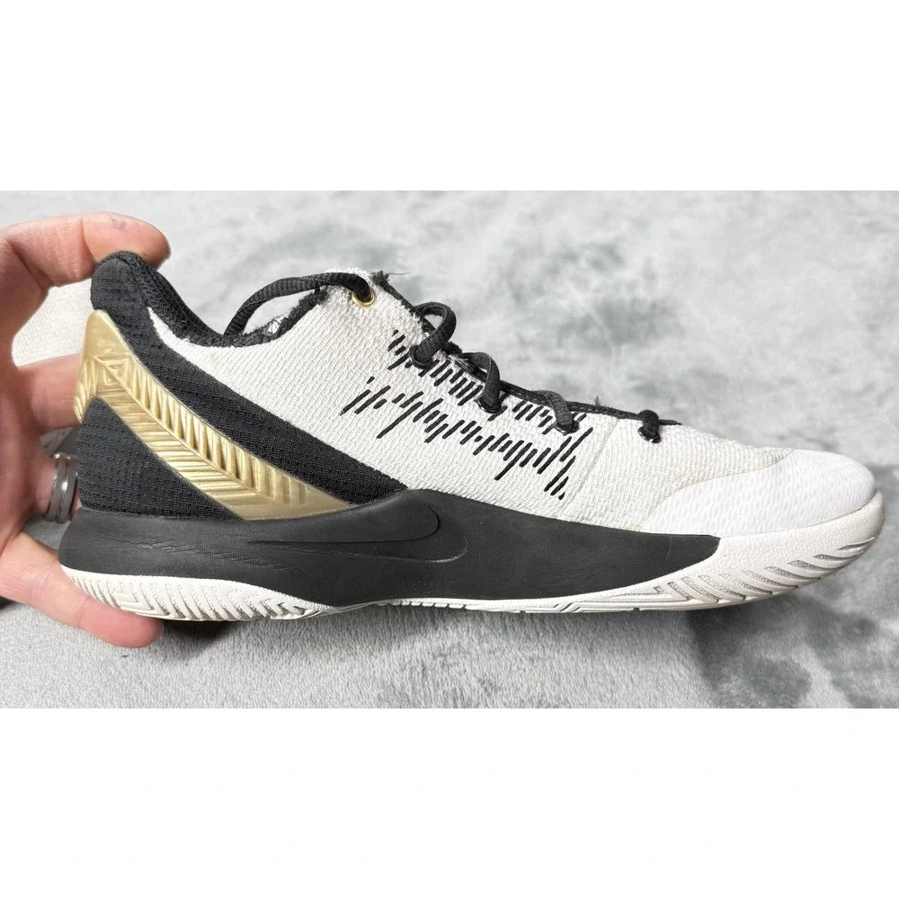 Nike Kyrie Flytrap 2‎ Shoes Mens Size 7.5 White Black Gold Basketball AO4436-170